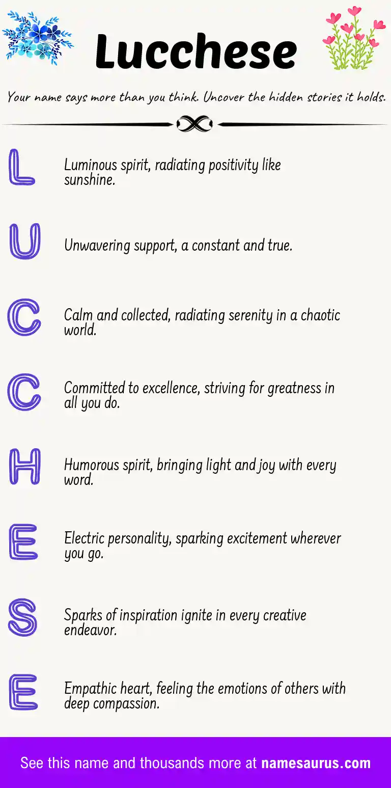 Acrostic poem about Lucchese.