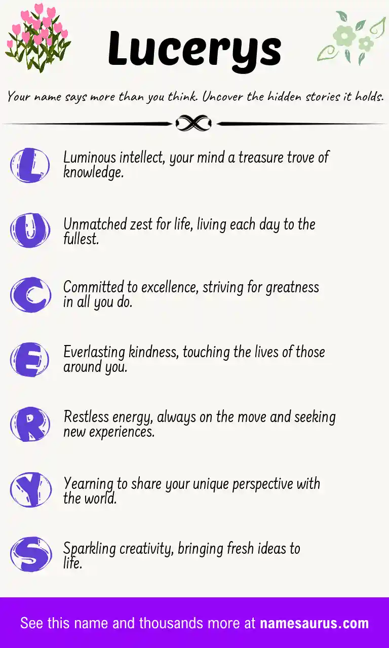 Acrostic poem about Lucerys.