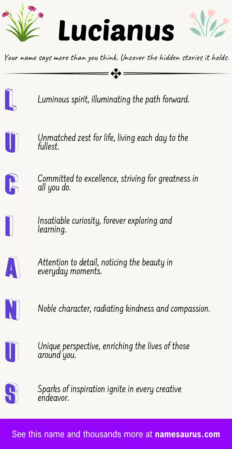 Acrostic poem about Lucianus.