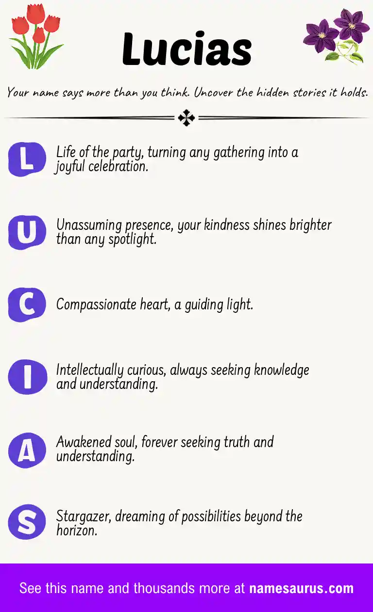 Acrostic poem about Lucias.
