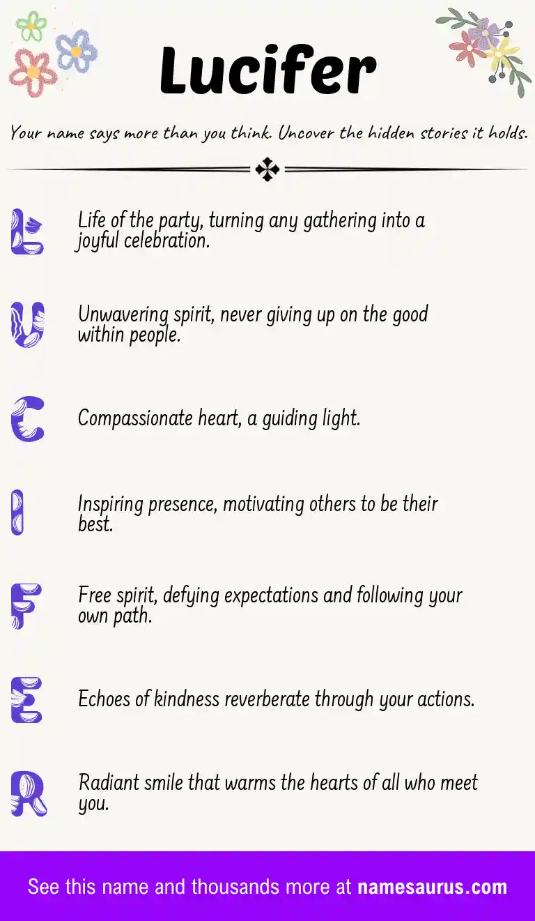 Acrostic poem about Lucifer.