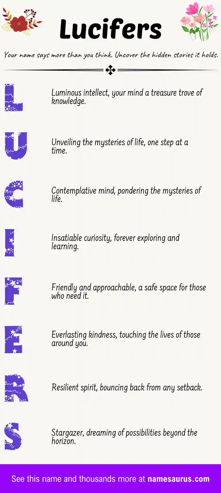 Acrostic poem about Lucifers.