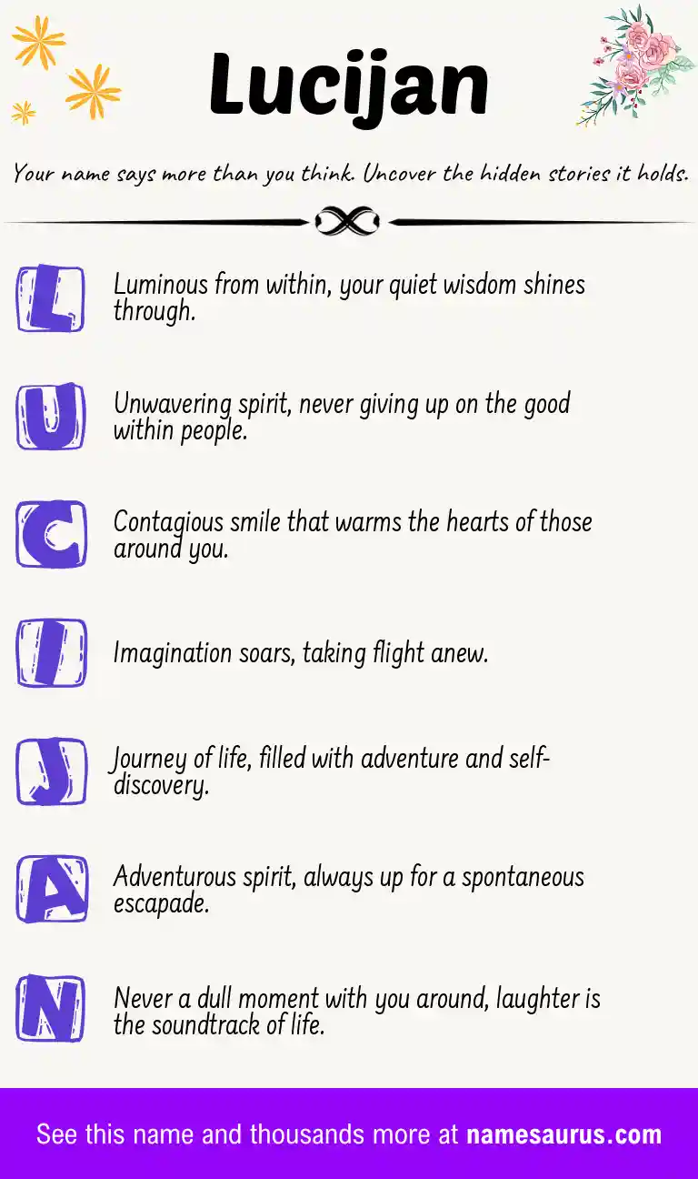 Acrostic poem about Lucijan.