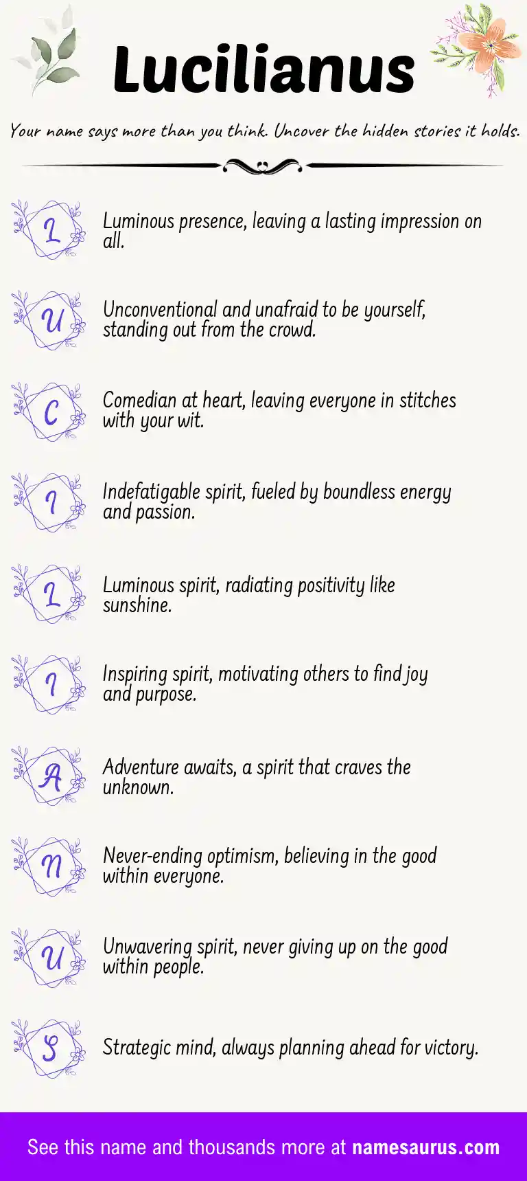 Acrostic poem about Lucilianus.