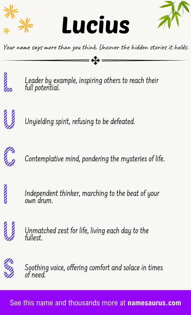 Acrostic poem about Lucius.