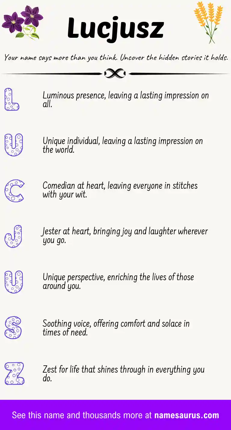 Acrostic poem about Lucjusz.