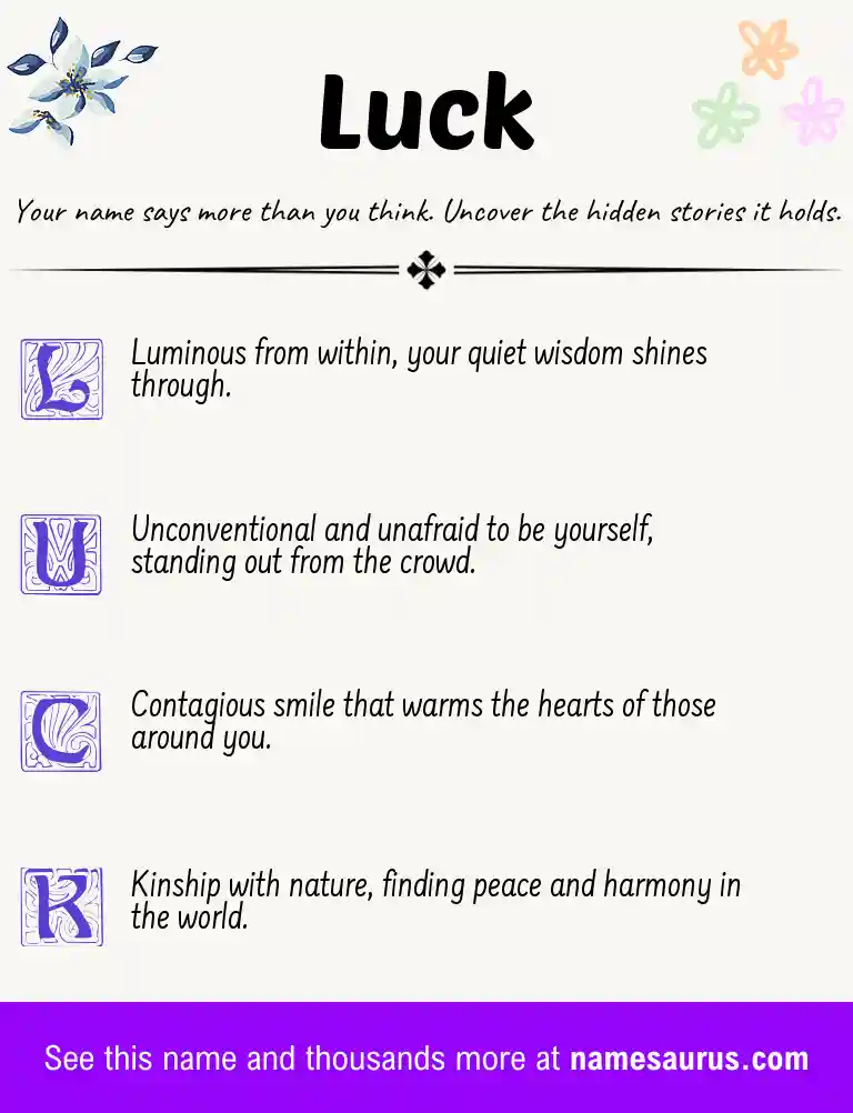 Acrostic poem about Luck.
