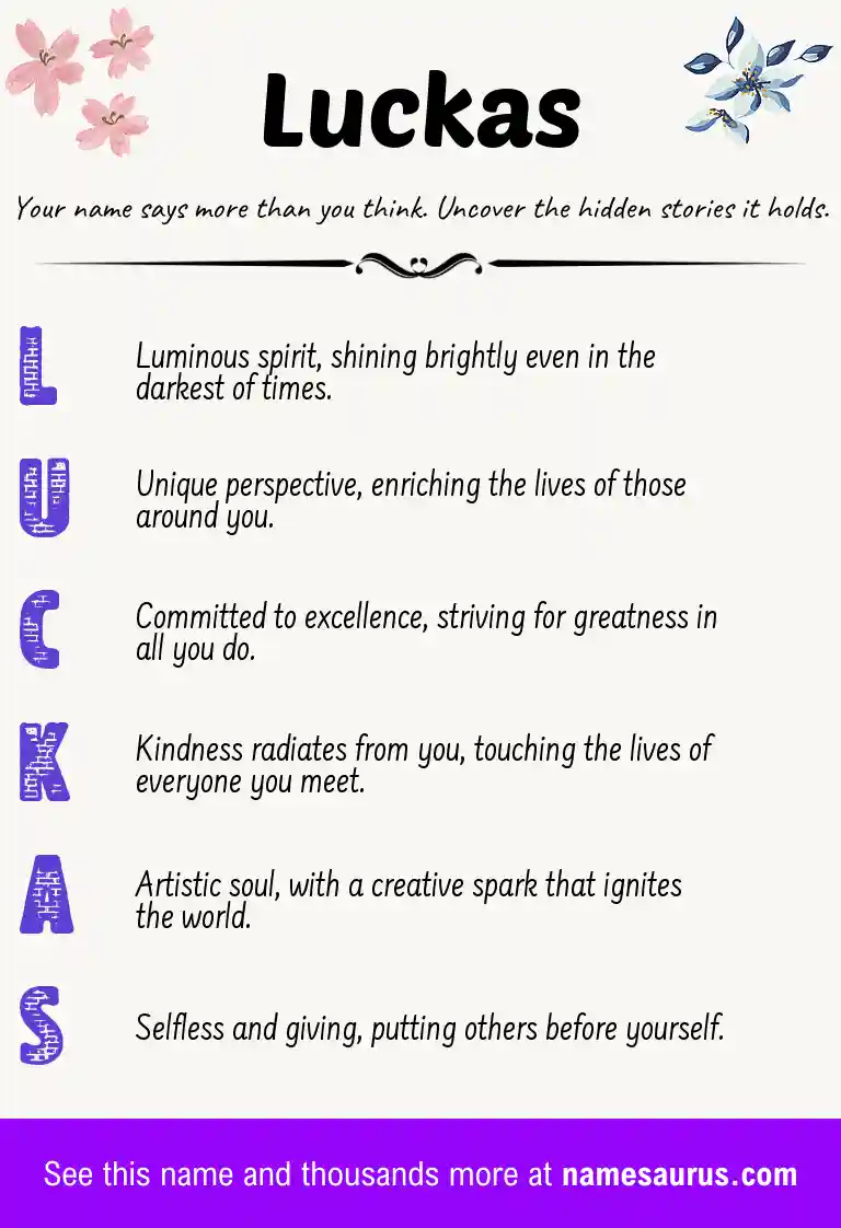 Acrostic poem about Luckas.