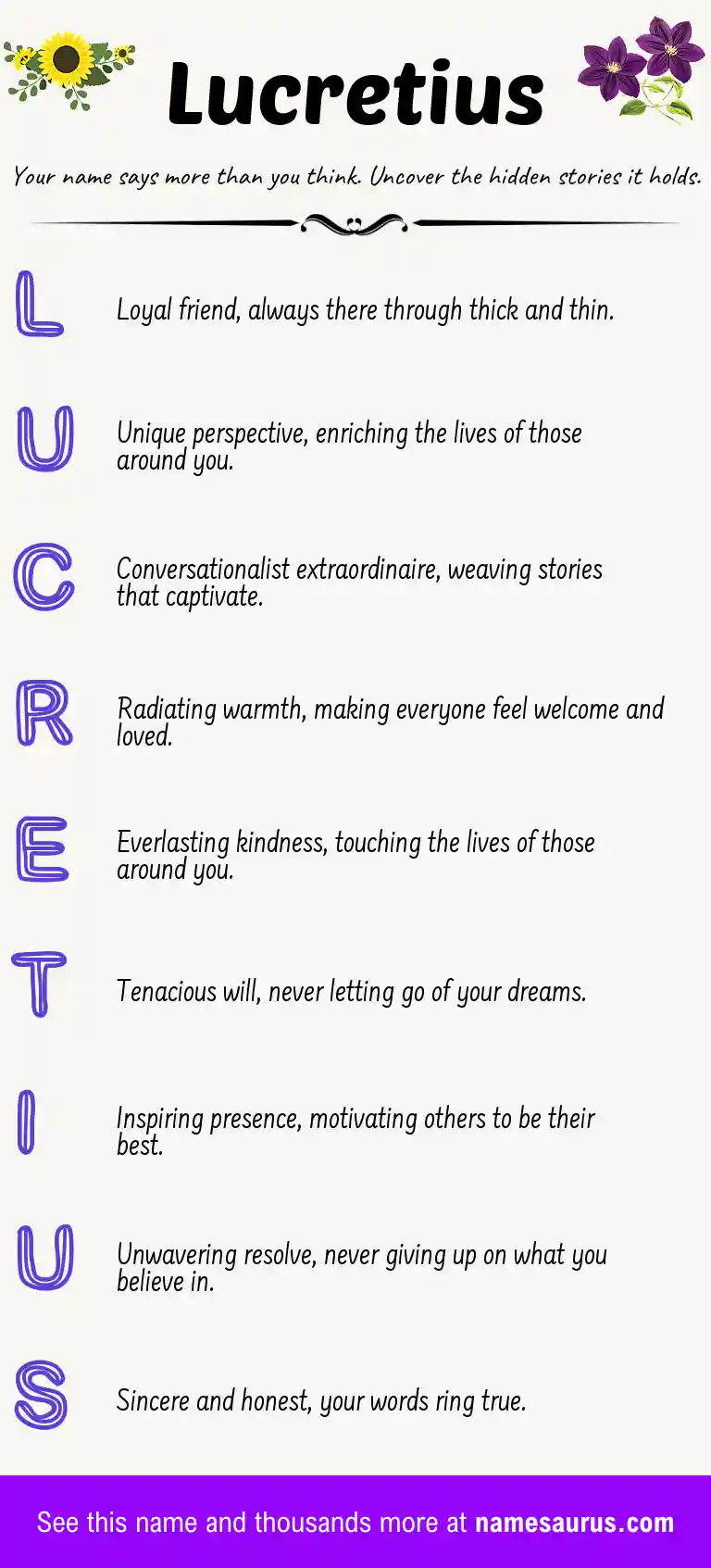 Acrostic poem about Lucretius.