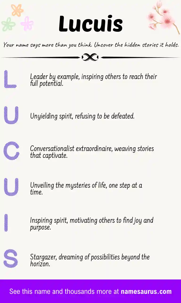 Acrostic poem about Lucuis.