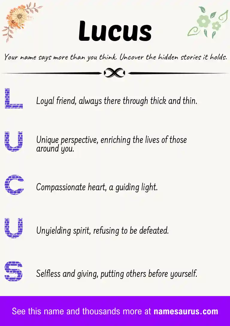 Acrostic poem about Lucus.