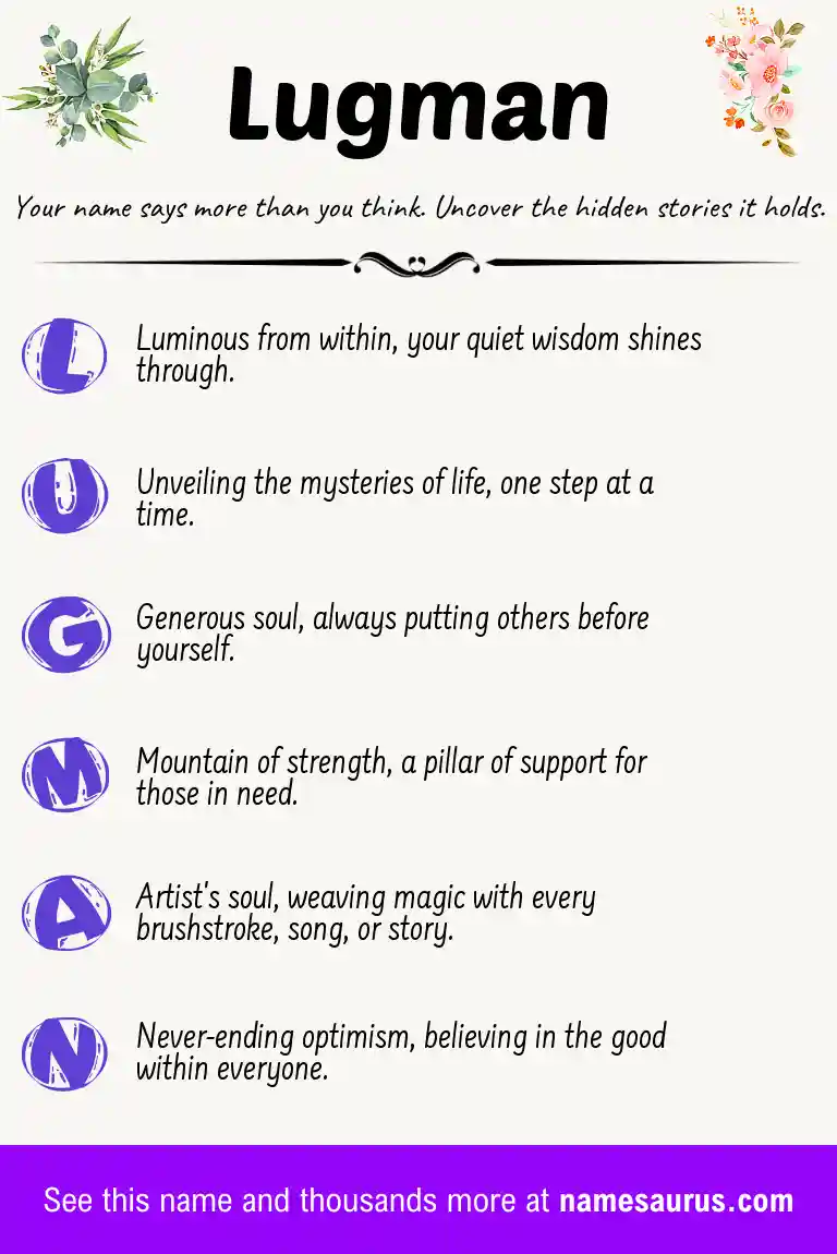Acrostic poem about Lugman.