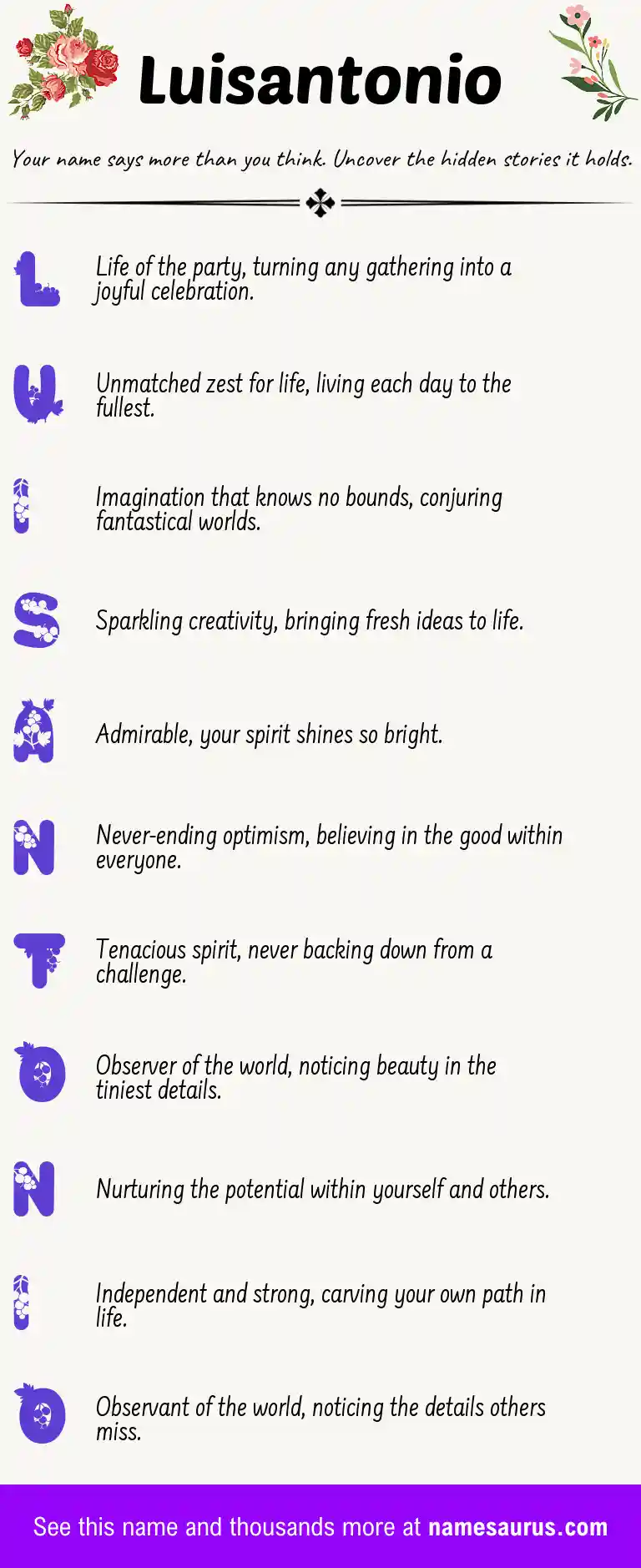 Acrostic poem about Luisantonio.