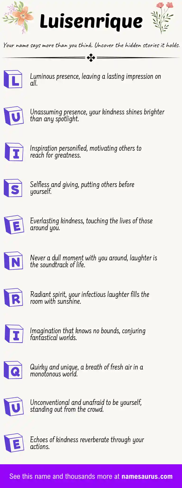 Acrostic poem about Luisenrique.