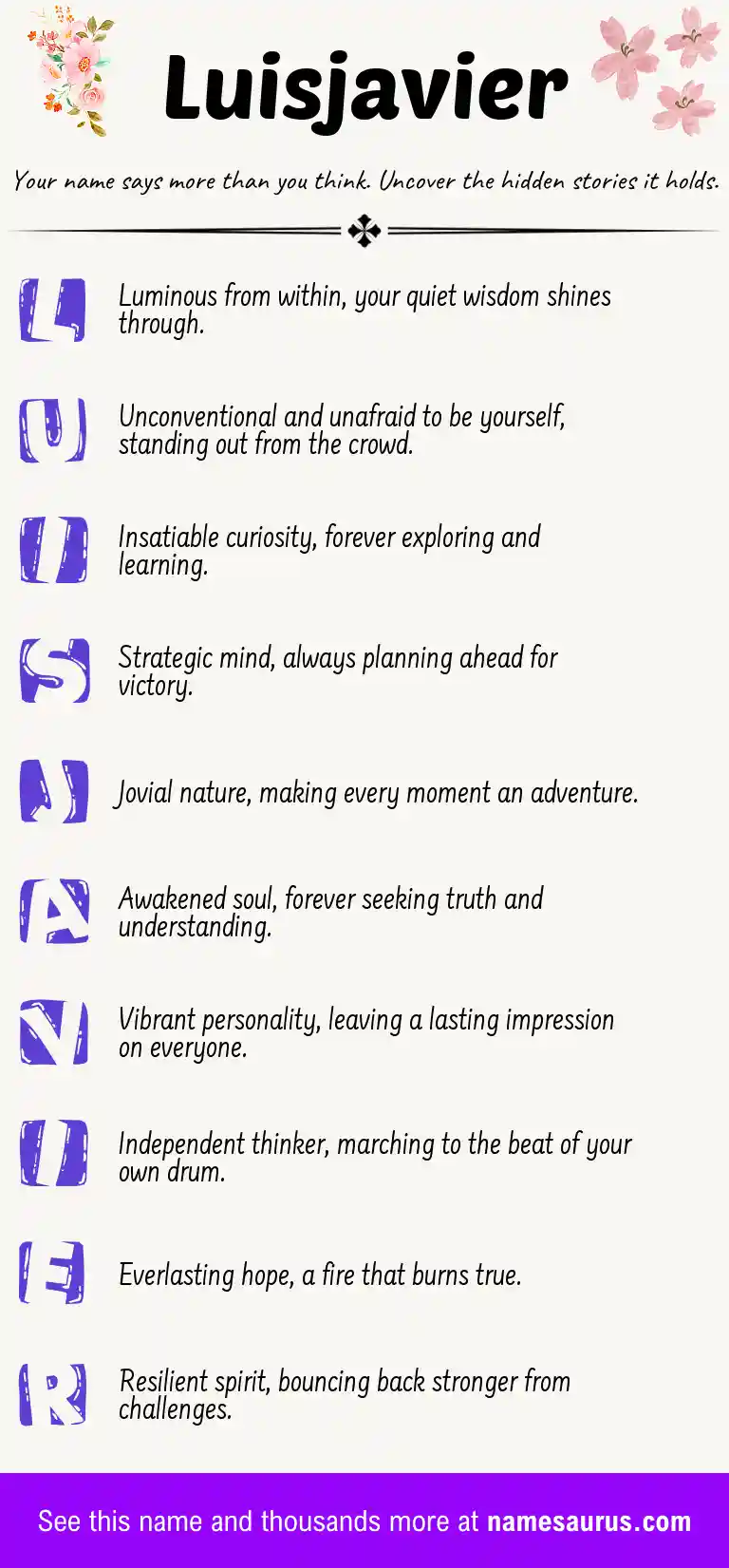 Acrostic poem about Luisjavier.