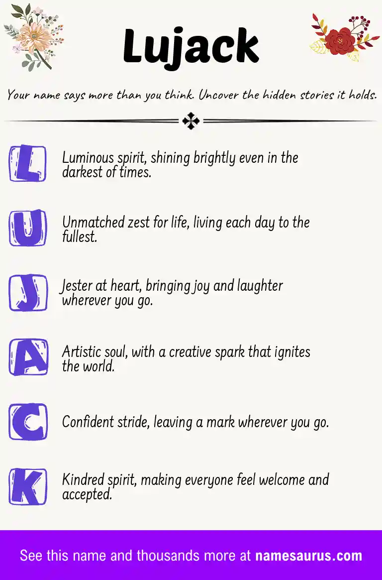 Acrostic poem about Lujack.