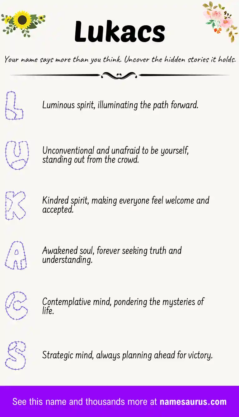 Acrostic poem about Lukacs.