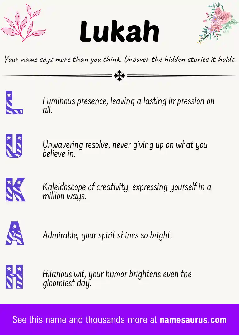 Acrostic poem about Lukah.