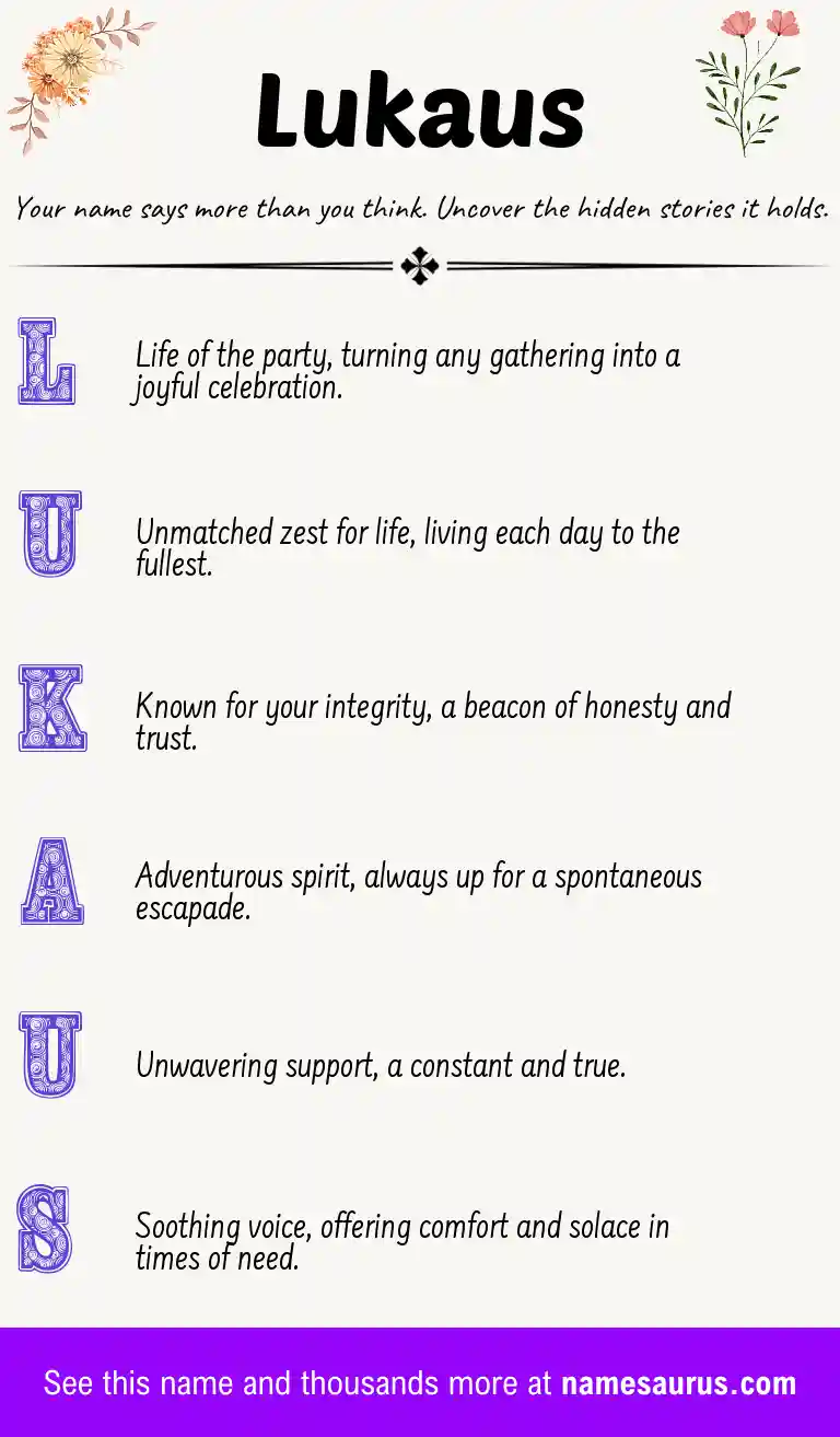Acrostic poem about Lukaus.