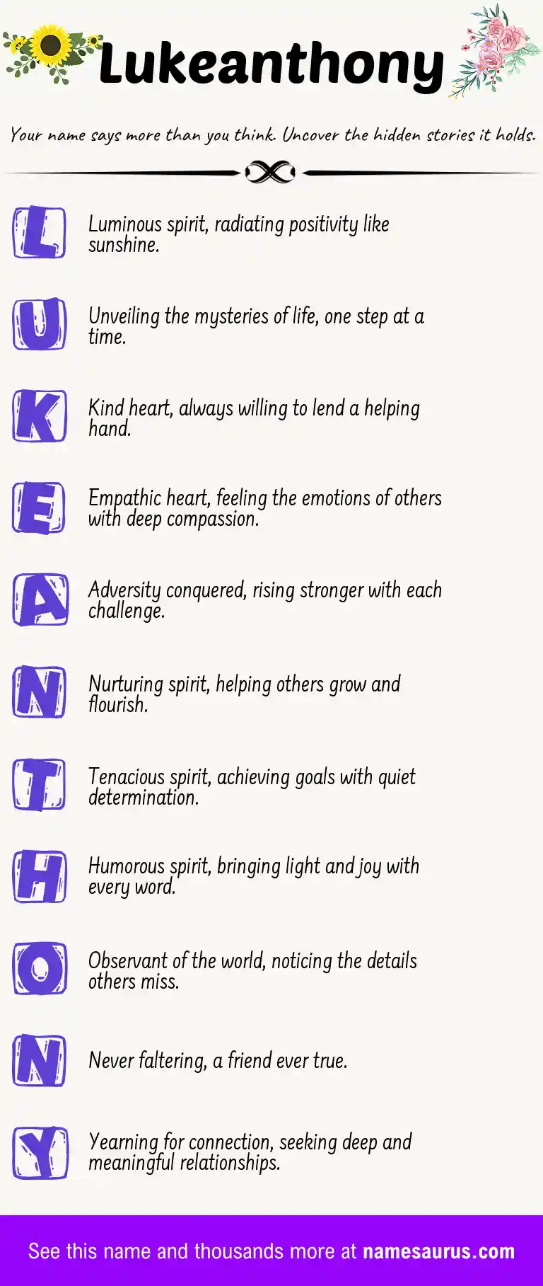 Acrostic poem about Lukeanthony.