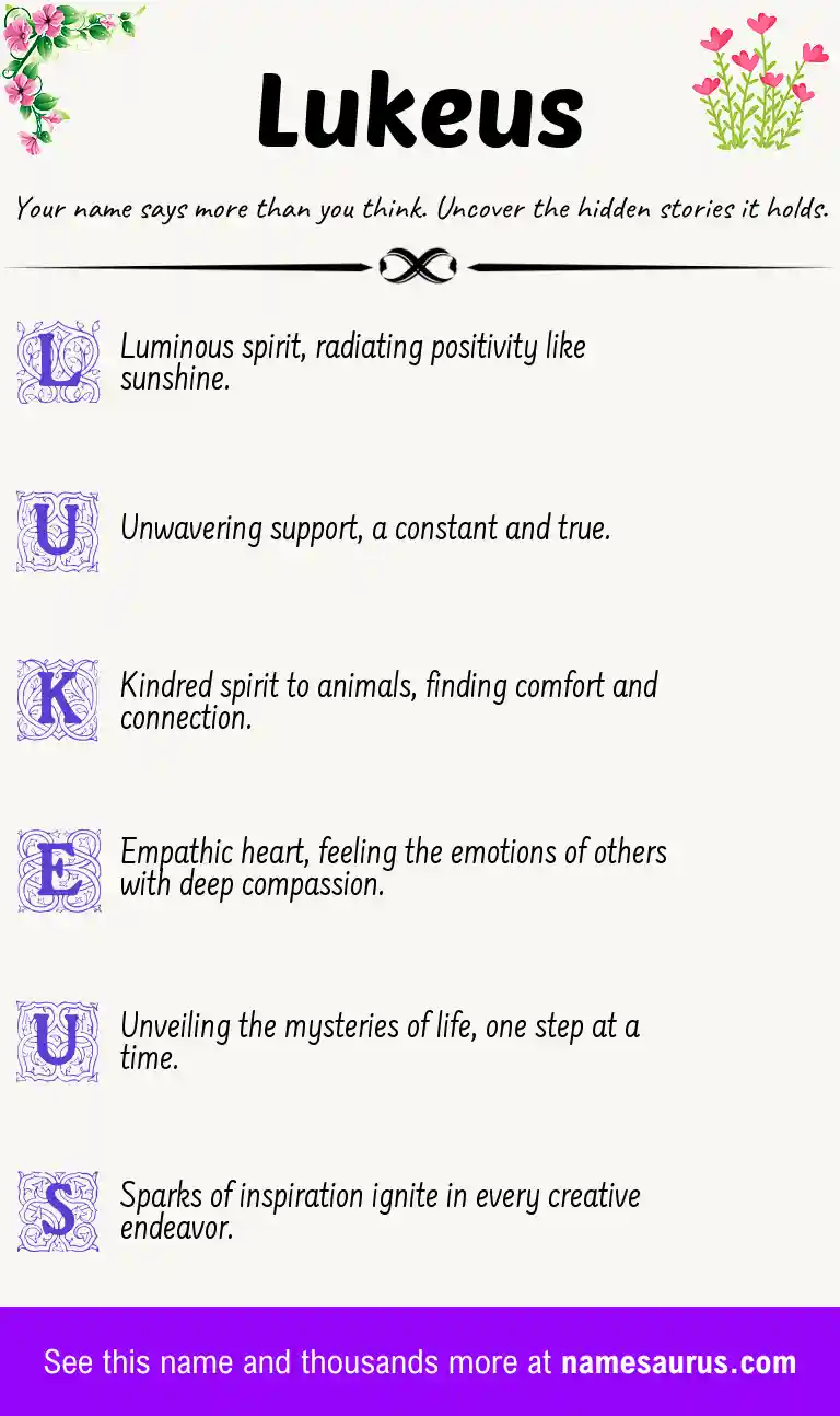 Acrostic poem about Lukeus.