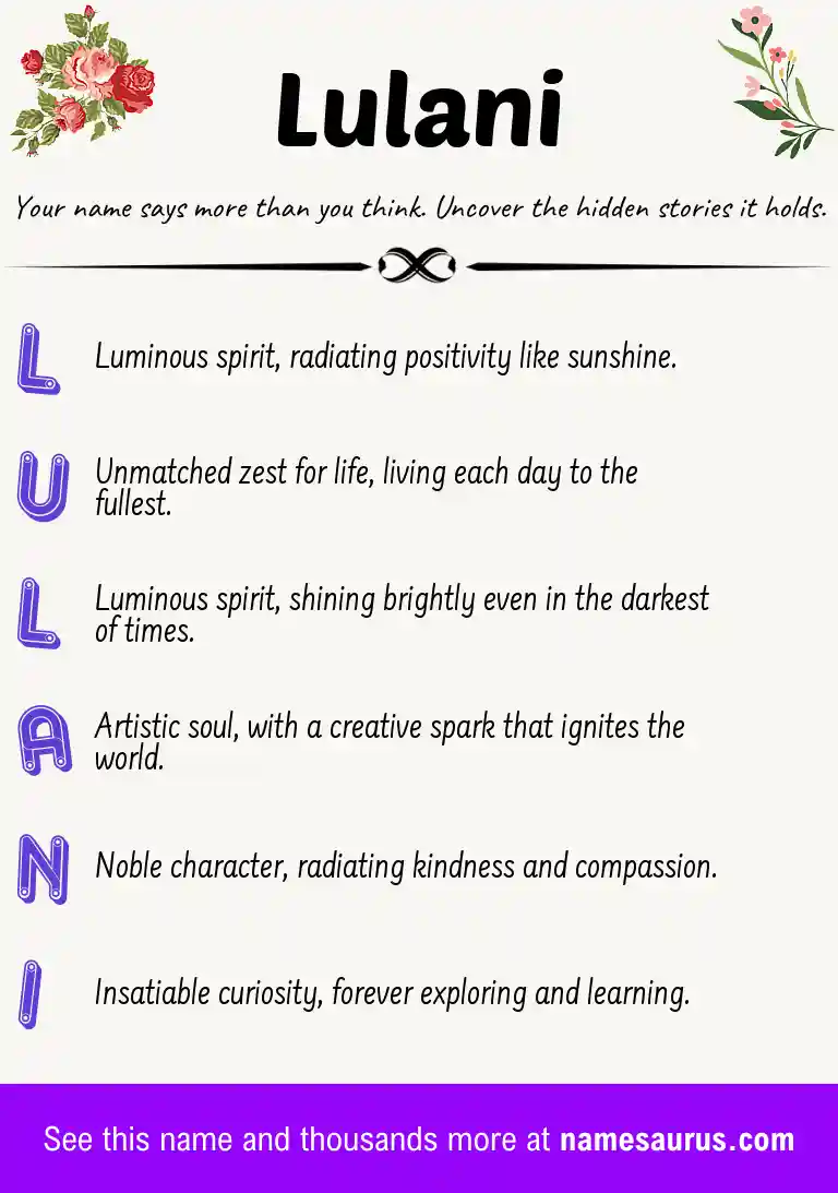 Acrostic poem about Lulani.