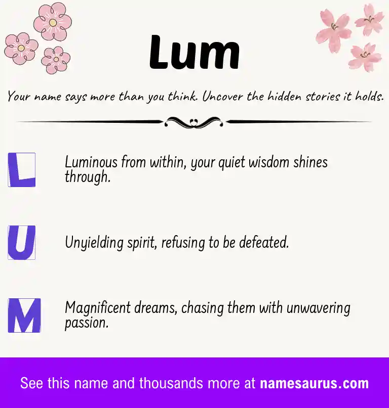 Acrostic poem about Lum.