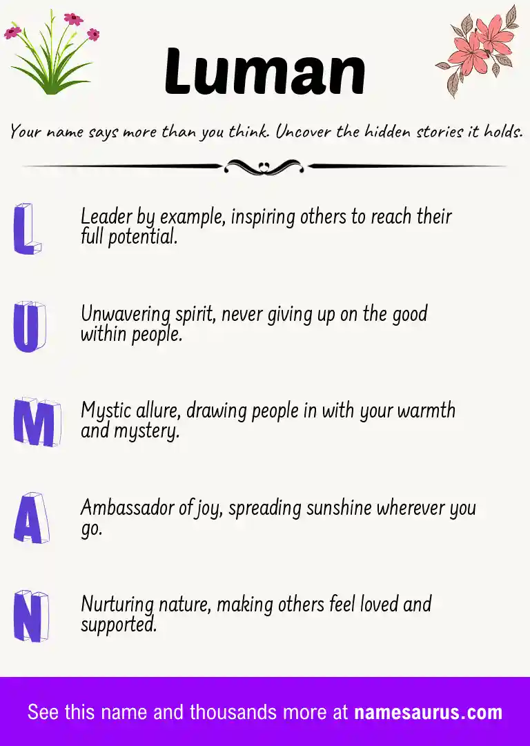 Acrostic poem about Luman.