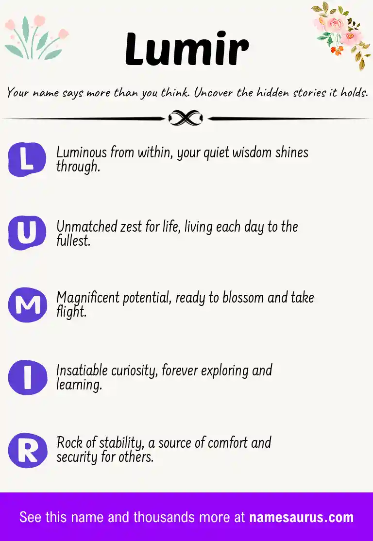 Acrostic poem about Lumir.