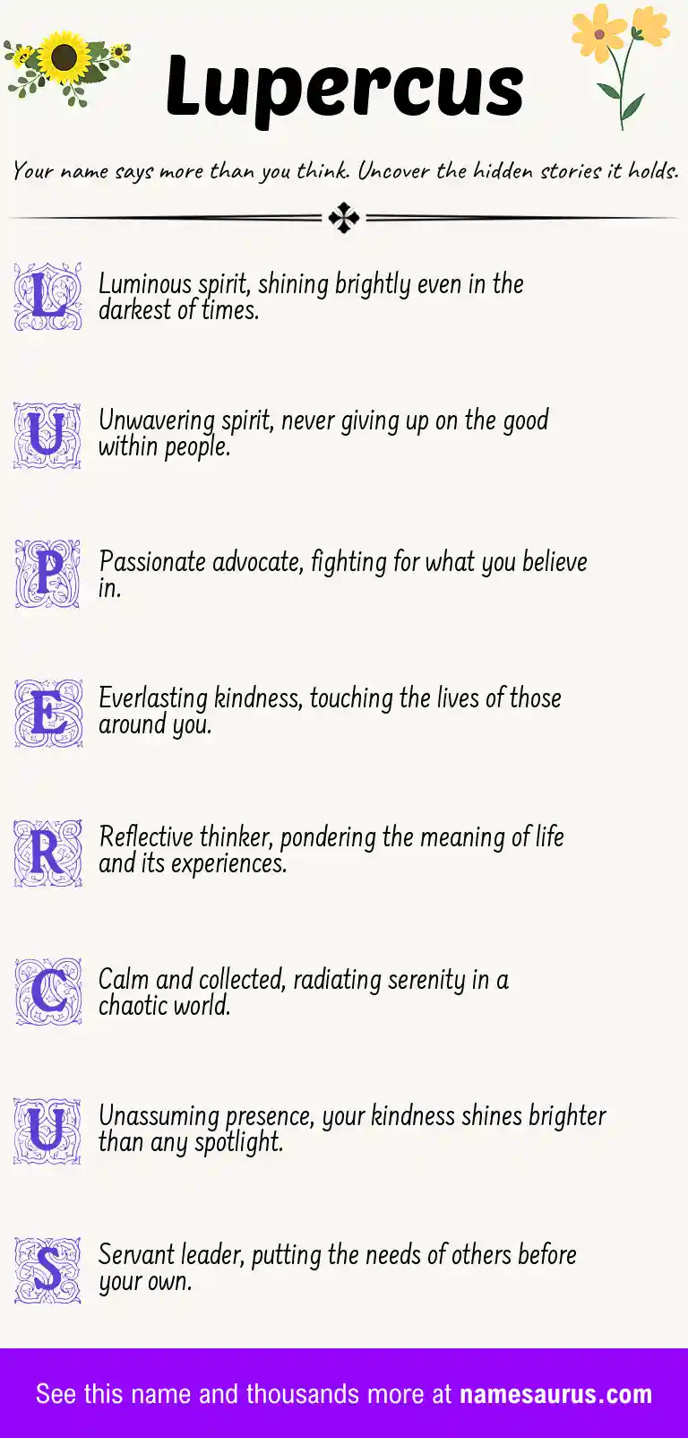 Acrostic poem about Lupercus.