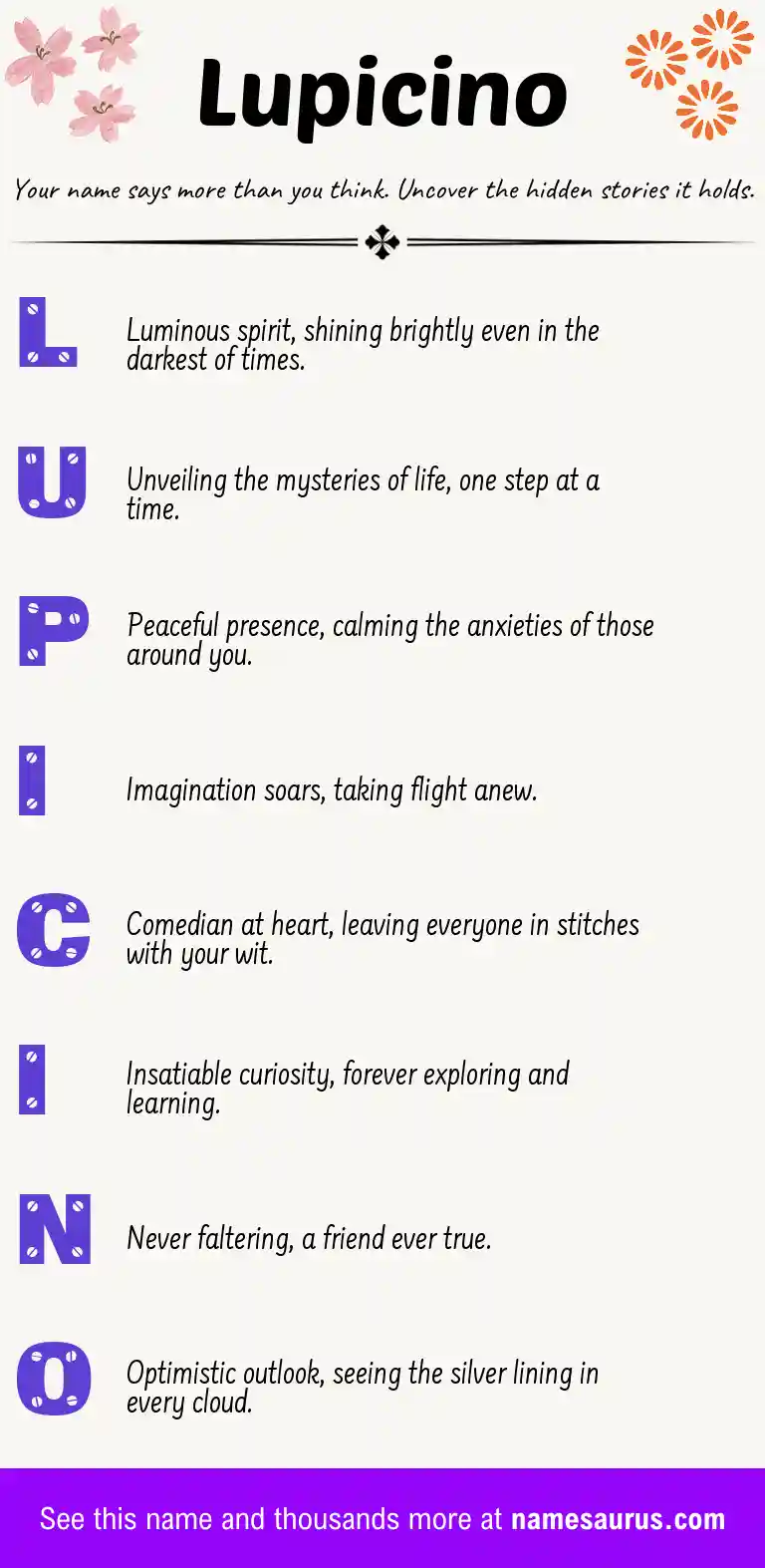 Acrostic poem about Lupicino.