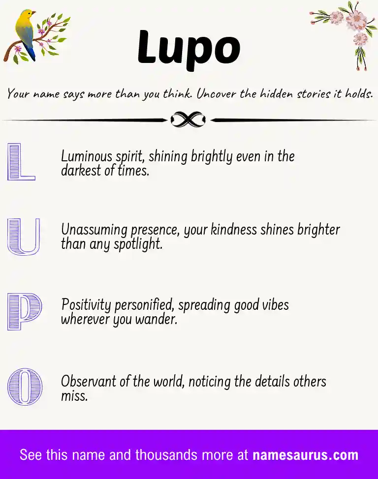 Acrostic poem about Lupo.