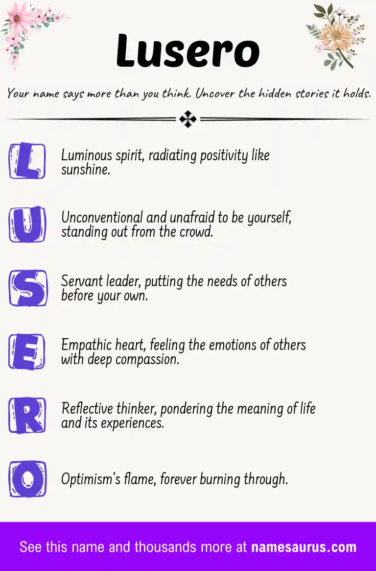 Acrostic poem about Lusero.
