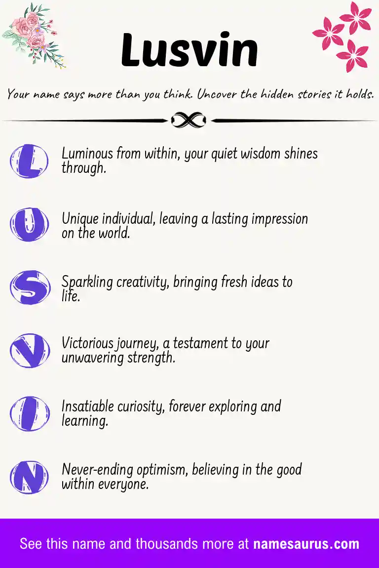 Acrostic poem about Lusvin.