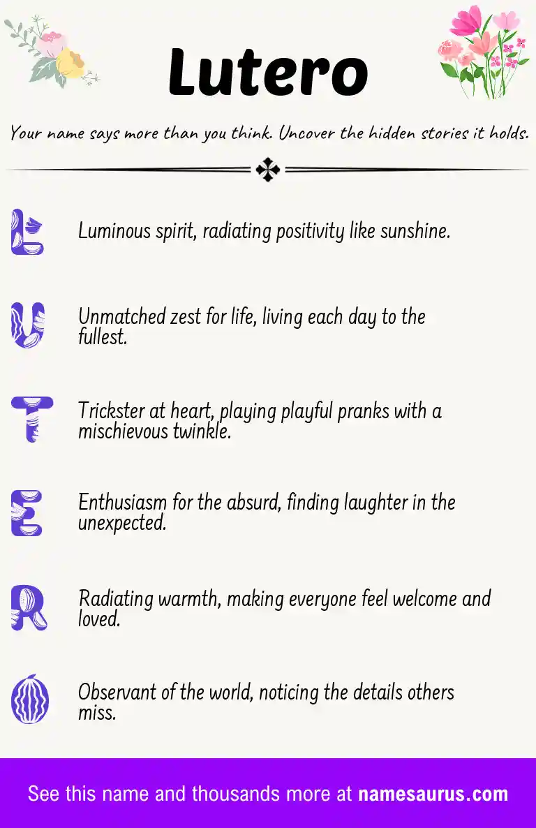 Acrostic poem about Lutero.