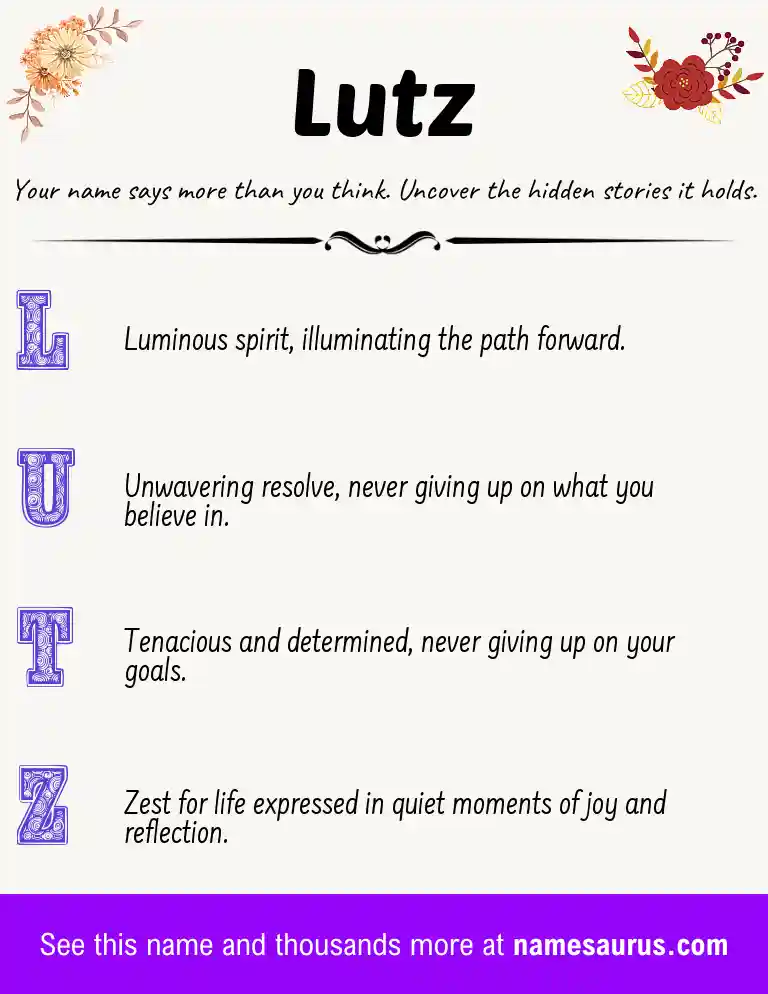 Acrostic poem about Lutz.
