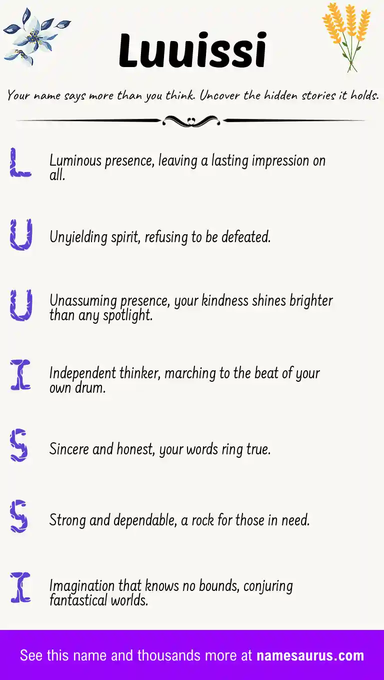 Acrostic poem about Luuissi.