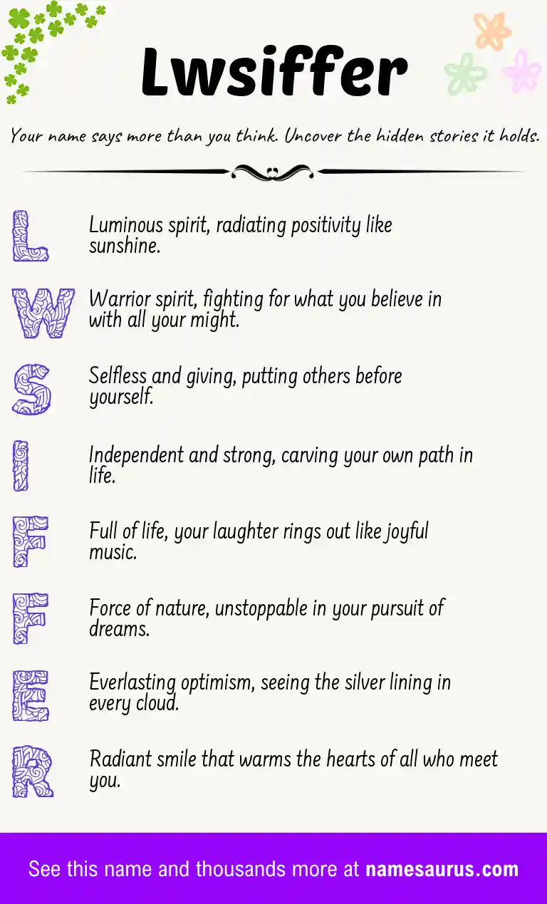 Acrostic poem about Lwsiffer.