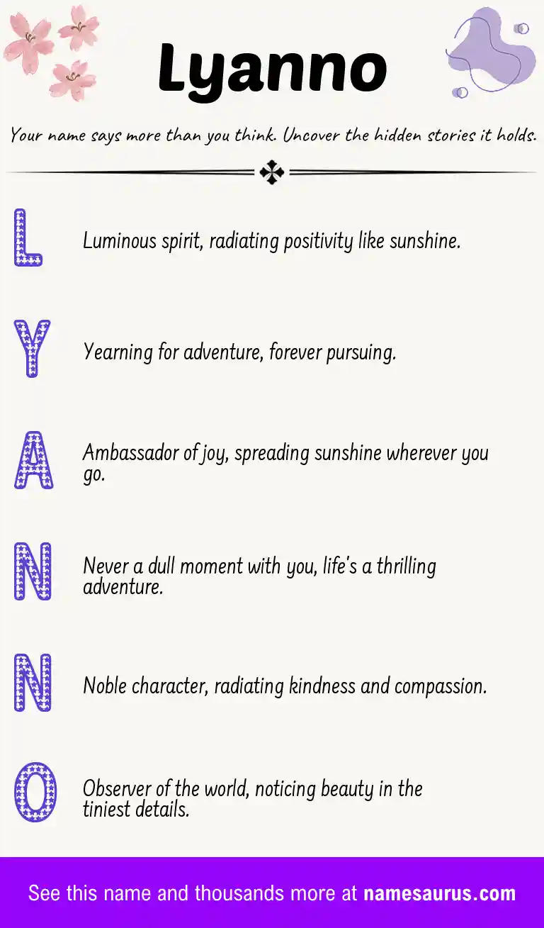 Acrostic poem about Lyanno.