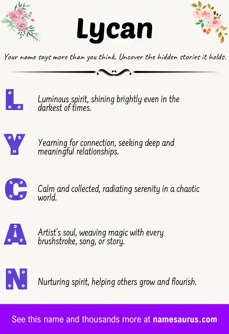 Acrostic poem about Lycan.