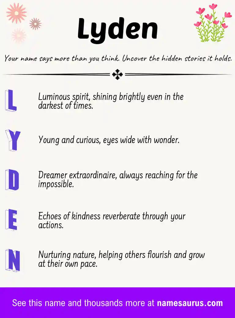 Acrostic poem about Lyden.