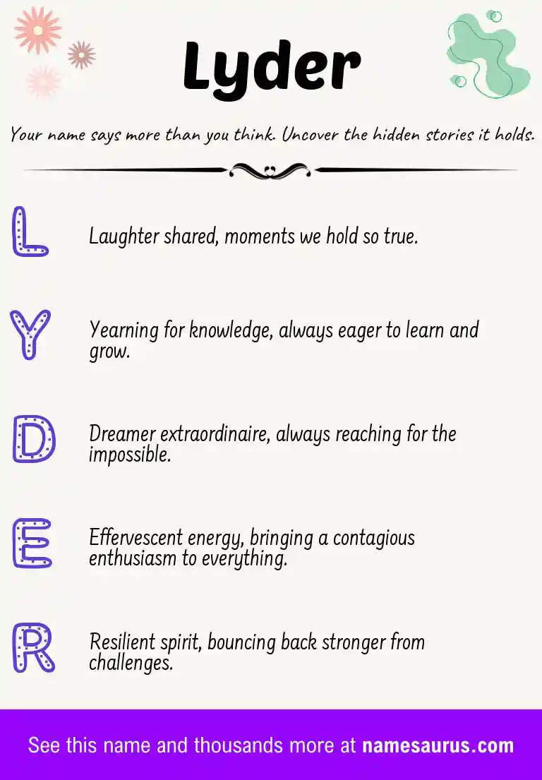 Acrostic poem about Lyder.