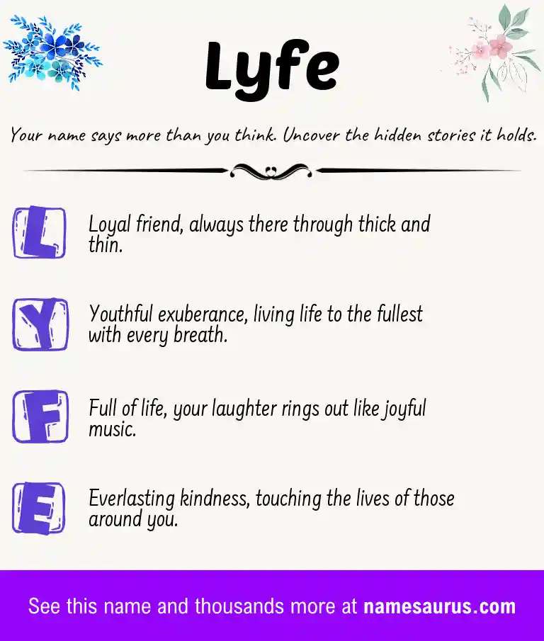 Acrostic poem about Lyfe.