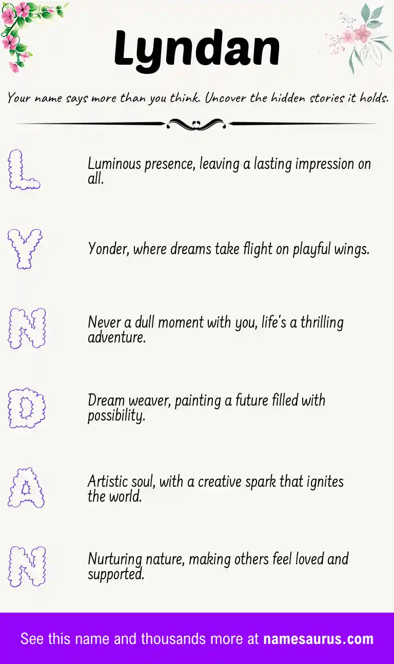 Acrostic poem about Lyndan.