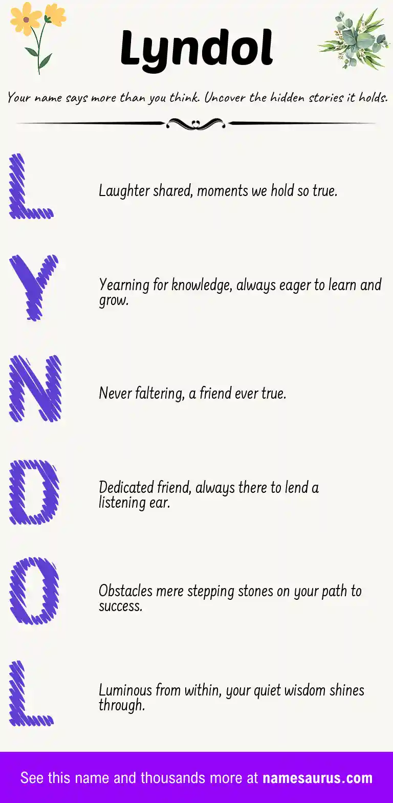 Acrostic poem about Lyndol.