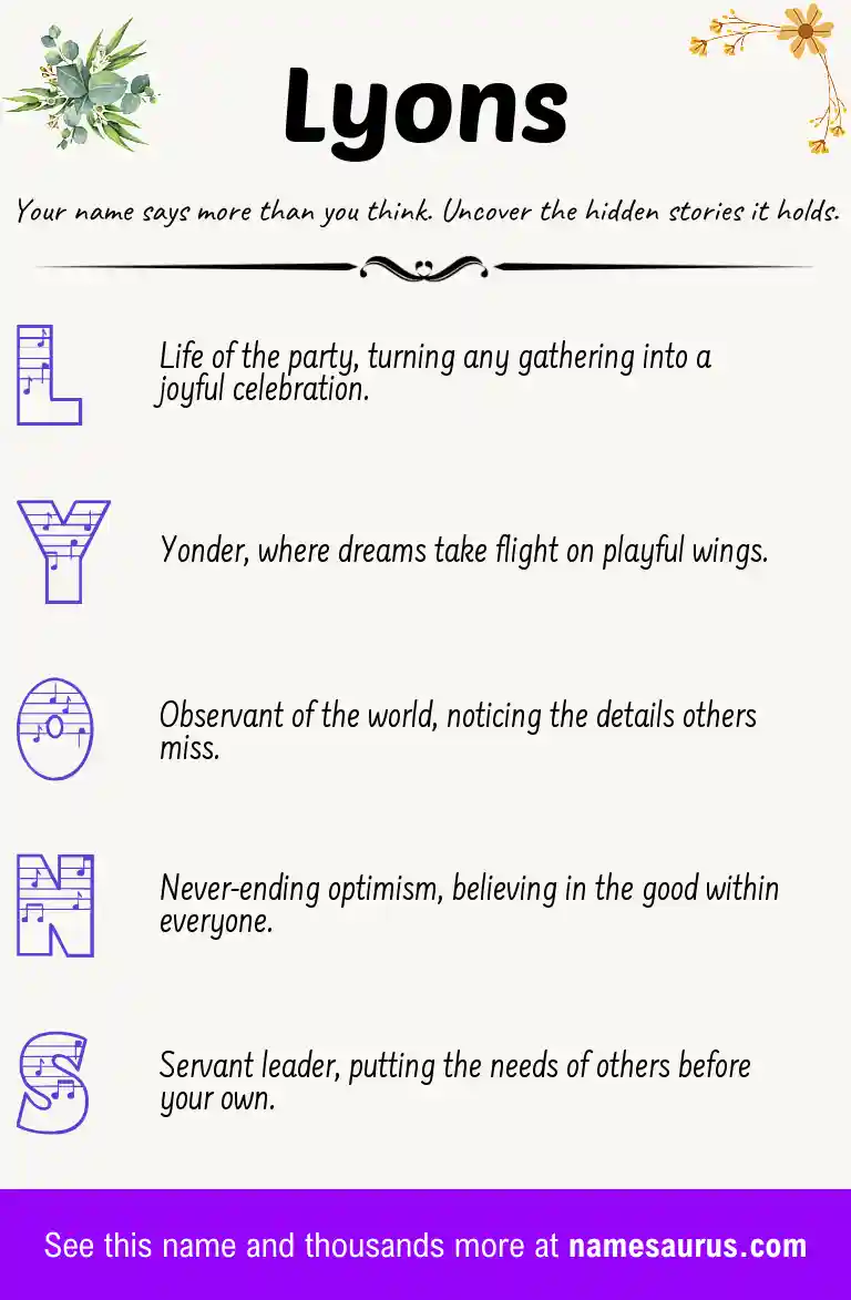 Acrostic poem about Lyons.