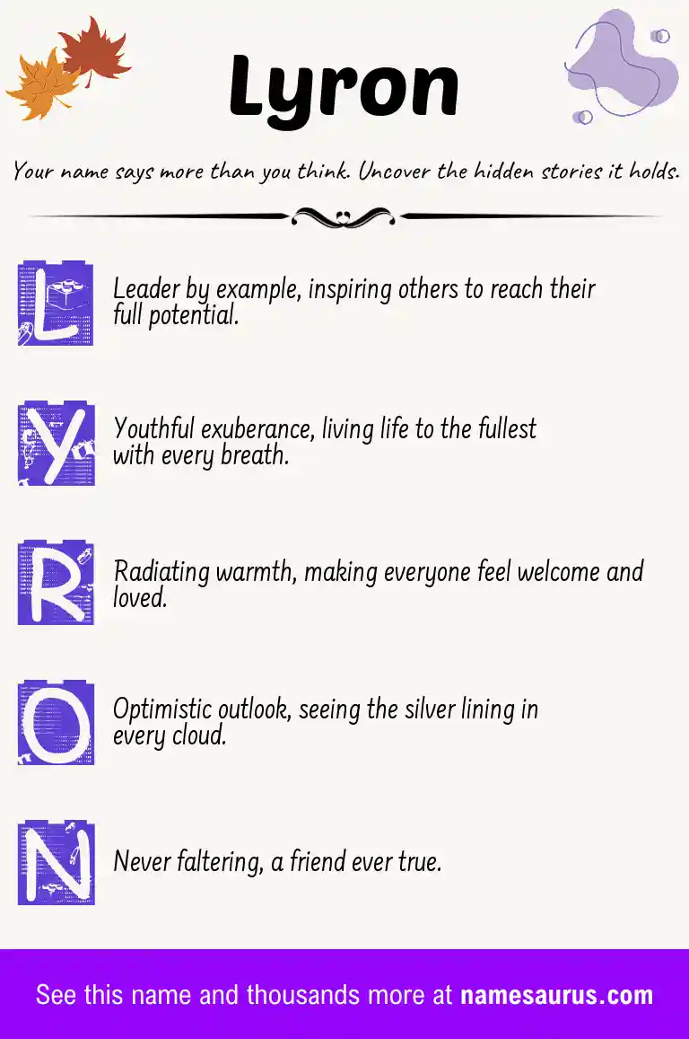 Acrostic poem about Lyron.