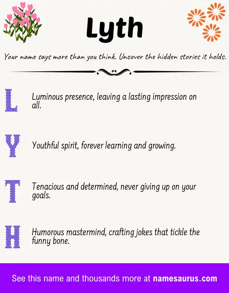 Acrostic poem about Lyth.