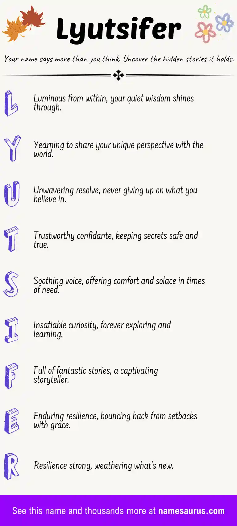 Acrostic poem about Lyutsifer.