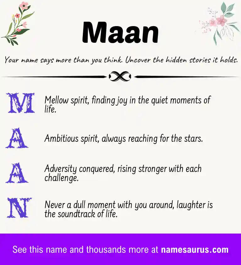 Acrostic poem about Maan.